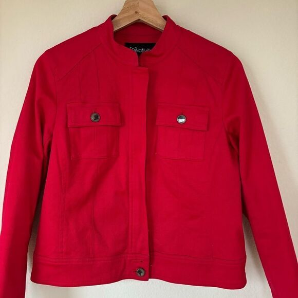 Relativity‎ Red Jean style jacket women’s size medium. - Picture 1 of 9